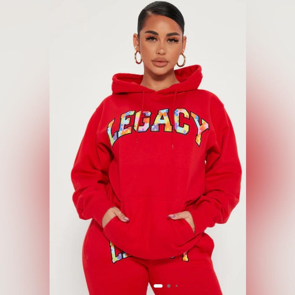 Fashion Nova Red Building My Legacy Hoodie, Size XL - Picture 4 of 16